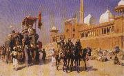Edwin Lord Weeks Great Mogul and his Court Returning from the Great Mosque at Delhi, India oil painting
